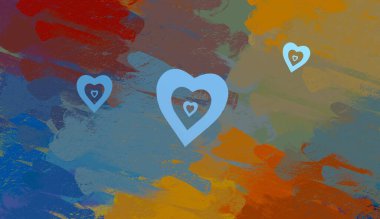 Soyut arka plan sanatı. 2D çizim. Etkileyici yağlı boya resim. Tuvalde fırça darbeleri. Modern sanat. Çok renkli arkaplan. Çağdaş sanat. İfade. Sanatsal dijital palet.