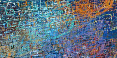 Soyut arka plan sanatı. 2D çizim. Etkileyici yağlı boya resim. Tuvalde fırça darbeleri. Modern sanat. Çok renkli arkaplan. Çağdaş sanat. İfade. Sanatsal dijital palet.