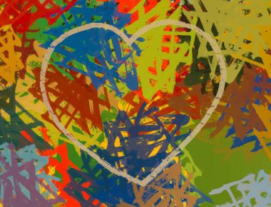 Soyut arka plan sanatı. 2D çizim. Etkileyici yağlı boya resim. Tuvalde fırça darbeleri. Modern sanat. Çok renkli arkaplan. Çağdaş sanat. İfade. Sanatsal dijital palet.