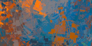 Soyut arka plan sanatı. 2D çizim. Etkileyici yağlı boya resim. Tuvalde fırça darbeleri. Modern sanat. Çok renkli arkaplan. Çağdaş sanat. İfade. Sanatsal dijital palet.