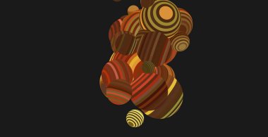 Soyut arkaplan, çok renkli balonlu 3D resim. Çağdaş sanat. Sanatsal dijital palet