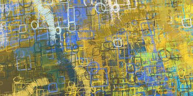 Soyut arka plan sanatı. 2D çizim. Etkileyici yağlı boya resim. Tuvalde fırça darbeleri. Modern sanat. Çok renkli arkaplan. Çağdaş sanat. İfade. Sanatsal dijital palet.