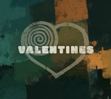 Soyut Sevgililer Günü arkaplan sanatı. Kalpler tuvalde. Çok renkli romantik bir fon. Çağdaş sanat. Sanatsal dijital palet.