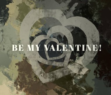 Soyut Sevgililer Günü arkaplan sanatı. Kalpler tuvalde. Çok renkli romantik bir fon. Çağdaş sanat. Sanatsal dijital palet.