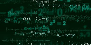 Formüllü matematik geçmişi, kusursuz çizimler. Renkli sembollü soyut desen  