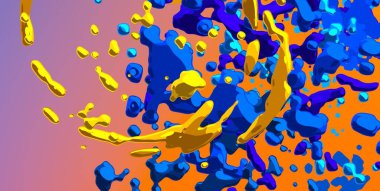 Soyut arka plan sanatı. 3 boyutlu illüstrasyon. Tuvalde fırça darbeleri. Çok renkli arkaplan. Çağdaş sanat. Sanatsal dijital palet.