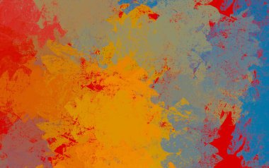 Soyut arka plan sanatı. 2D çizim. Etkileyici yağlı boya resim. Tuvalde fırça darbeleri. Modern sanat. Çok renkli arkaplan. Çağdaş sanat. İfade. Sanatsal dijital palet.