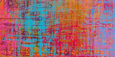 Soyut arka plan sanatı. 2D çizim. Etkileyici yağlı boya resim. Tuvalde fırça darbeleri. Modern sanat. Çok renkli arkaplan. Çağdaş sanat. İfade. Sanatsal dijital palet.