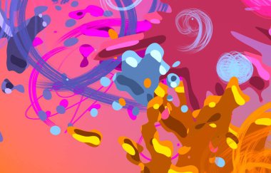 Soyut arka plan sanatı. 3 boyutlu illüstrasyon. Tuvalde fırça darbeleri. Çok renkli arkaplan. Çağdaş sanat. Sanatsal dijital palet.