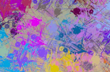 Soyut arka plan sanatı. 2D çizim. Etkileyici yağlı boya resim. Tuvalde fırça darbeleri. Modern sanat. Çok renkli arkaplan. Çağdaş sanat. İfade. Sanatsal dijital palet.