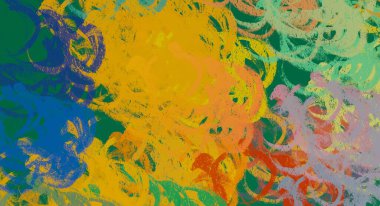 Soyut arka plan sanatı. 2D çizim. Etkileyici yağlı boya resim. Tuvalde fırça darbeleri. Modern sanat. Çok renkli arkaplan. Çağdaş sanat. İfade. Sanatsal dijital palet.