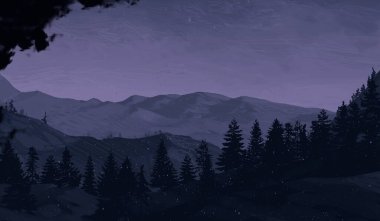 soyut tepe orman manzarası sisli ağaçlar fotokopi alanı, doğal arkaplan