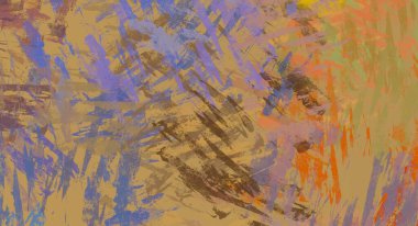 Soyut arka plan sanatı. 2D çizim. Etkileyici yağlı boya resim. Tuvalde fırça darbeleri. Modern sanat. Çok renkli arkaplan. Çağdaş sanat. İfade. Sanatsal dijital palet.