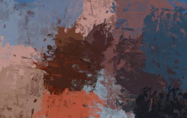 Soyut arka plan sanatı. 2D çizim. Etkileyici yağlı boya resim. Tuvalde fırça darbeleri. Modern sanat. Çok renkli arkaplan. Çağdaş sanat. İfade. Sanatsal dijital palet.