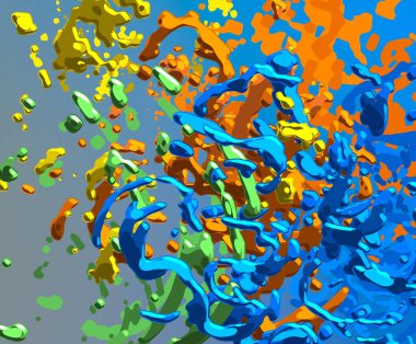 Soyut arka plan sanatı. 3 boyutlu illüstrasyon. Tuvalde fırça darbeleri. Çok renkli arkaplan. Çağdaş sanat. Sanatsal dijital palet.