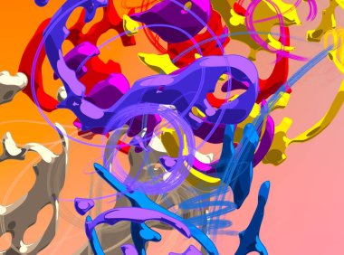 Soyut arka plan sanatı. 3 boyutlu illüstrasyon. Tuvalde fırça darbeleri. Çok renkli arkaplan. Çağdaş sanat. Sanatsal dijital palet.