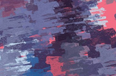 Soyut arka plan sanatı. 2D çizim. Etkileyici yağlı boya resim. Tuvalde fırça darbeleri. Modern sanat. Çok renkli arkaplan. Çağdaş sanat. İfade. Sanatsal dijital palet.