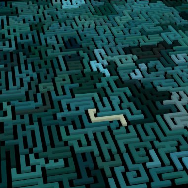 Renkli labirent arkaplanı, kopya alanı ile 3d illüstrasyon  