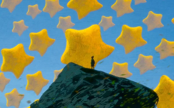 Abstrakter Hintergrund Mit Menschlicher Silhouette Und Sternen — Stockfoto