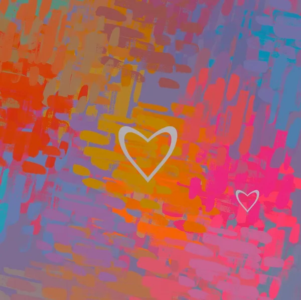 Abstraktia Ystävänpäivätaidetta Sydämet Kankaalle Monivärinen Romanttinen Tausta Nykytaidetta Taiteellinen Digitaalinen — kuvapankkivalokuva