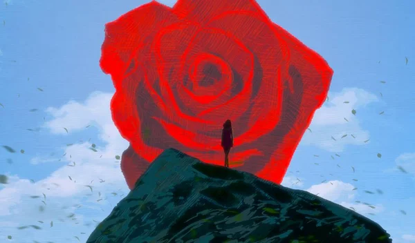 Fondo Abstracto Con Silueta Humana Rosas — Foto de Stock