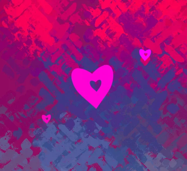 Abstract Valentine Background Art Corazones Sobre Lienzo Fondos Románticos Multicolor — Foto de Stock