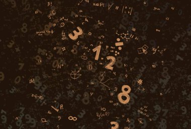 Matematik. 2D çizim. Numaralı soyut arkaplan, boşluğu kopyala 