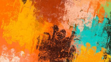 Soyut arka plan sanatı. 2D çizim. Etkileyici yağlı boya resim. Tuvalde fırça darbeleri. Modern sanat. Çok renkli arkaplan. Çağdaş sanat. İfade. Sanatsal dijital palet.