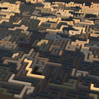 Renkli labirent arkaplanı, kopya alanı ile 3d illüstrasyon  