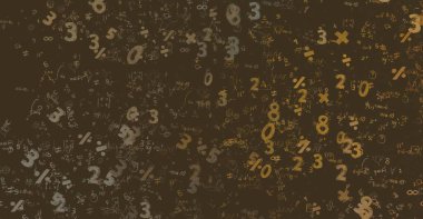 Matematik. 2D çizim. Numaralı soyut arkaplan, boşluğu kopyala 