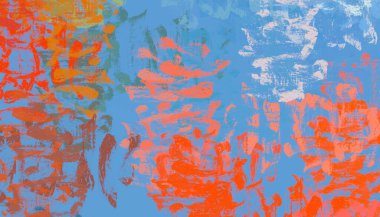 Soyut arka plan sanatı. 2D çizim. Etkileyici yağlı boya resim. Tuvalde fırça darbeleri. Modern sanat. Çok renkli arkaplan. Çağdaş sanat. İfade. Sanatsal dijital palet.