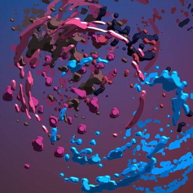 Soyut arka plan sanatı. 3 boyutlu illüstrasyon. Tuvalde fırça darbeleri. Çok renkli arkaplan. Çağdaş sanat. Sanatsal dijital palet.