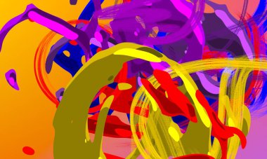 Soyut arka plan sanatı. 3 boyutlu illüstrasyon. Çok renkli arkaplan. Çağdaş sanat. Sanatsal dijital palet.