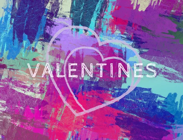 Abstract Valentine Background Art Corazones Sobre Lienzo Fondos Románticos Multicolor — Foto de Stock