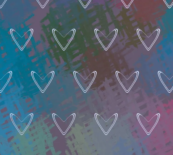 Abstract Valentine Background Art Corazones Sobre Lienzo Fondos Románticos Multicolor — Foto de Stock