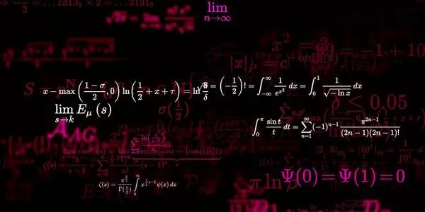 Kontekst Matematyczny Formułami Bezproblemowa Ilustracja Abstrakcyjny Wzór Kolorowymi Symbolami — Zdjęcie stockowe