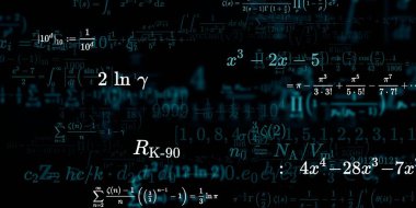 Formüllü matematik geçmişi, kusursuz çizimler. Renkli sembollü soyut desen  