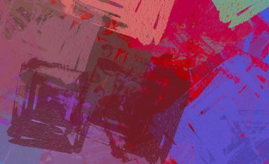 Soyut arka plan sanatı. 2D çizim. Etkileyici yağlı boya resim. Tuvalde fırça darbeleri. Modern sanat. Çok renkli arkaplan. Çağdaş sanat. İfade. Sanatsal dijital palet.