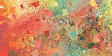 Soyut arka plan sanatı. 2D çizim. Etkileyici yağlı boya resim. Tuvalde fırça darbeleri. Modern sanat. Çok renkli arkaplan. Çağdaş sanat. İfade. Sanatsal dijital palet.