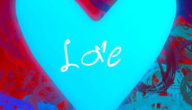 Soyut Sevgililer Günü arkaplan sanatı. Kalpler tuvalde. Çok renkli romantik bir fon. Çağdaş sanat. Sanatsal dijital palet.