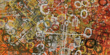 Soyut arka plan sanatı. 2D çizim. Etkileyici yağlı boya resim. Tuvalde fırça darbeleri. Modern sanat. Çok renkli arkaplan. Çağdaş sanat. İfade. Sanatsal dijital palet.