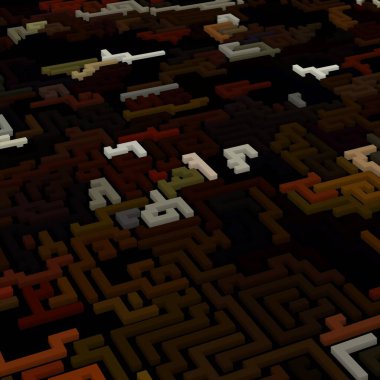 Renkli labirent arkaplanı, kopya alanı ile 3d illüstrasyon  