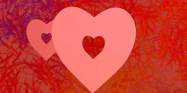 Abstract Valentine Background Art Corazones Sobre Lienzo Fondos Románticos Multicolor — Foto de Stock