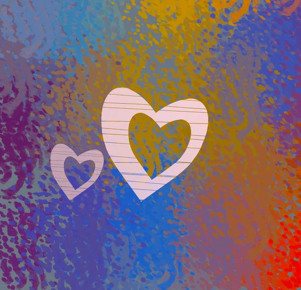 Abstract Valentine Background Art Hearts Canvas Multicolored Romantic Backdrop Contemporary — Stock Photo, Image