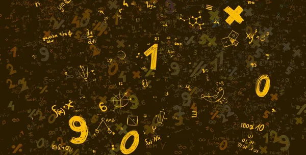 Math. 2d illustration. Abstract background with numbers, copy space