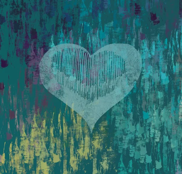 Abstract Valentine Background Art Hearts Canvas Multicolored Romantic Backdrop Contemporary — Stock Photo, Image