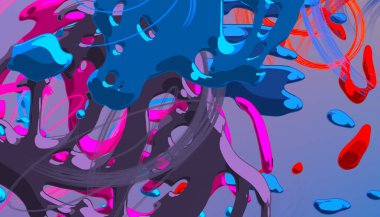 Soyut arka plan sanatı. 3 boyutlu illüstrasyon. Tuvalde fırça darbeleri. Çok renkli arkaplan. Çağdaş sanat. Sanatsal dijital palet.