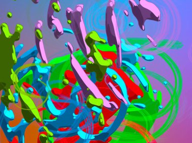 Soyut arka plan sanatı. 3 boyutlu illüstrasyon. Tuvalde fırça darbeleri. Çok renkli arkaplan. Çağdaş sanat. Sanatsal dijital palet.