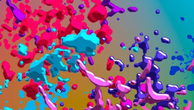 Soyut arka plan sanatı. 3 boyutlu illüstrasyon. Tuvalde fırça darbeleri. Çok renkli arkaplan. Çağdaş sanat. Sanatsal dijital palet.