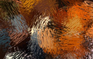 Soyut arka plan sanatı. 2D çizim. Etkileyici yağlı boya resim. Tuvalde fırça darbeleri. Modern sanat. Çok renkli arkaplan. Çağdaş sanat. İfade. Sanatsal dijital palet.